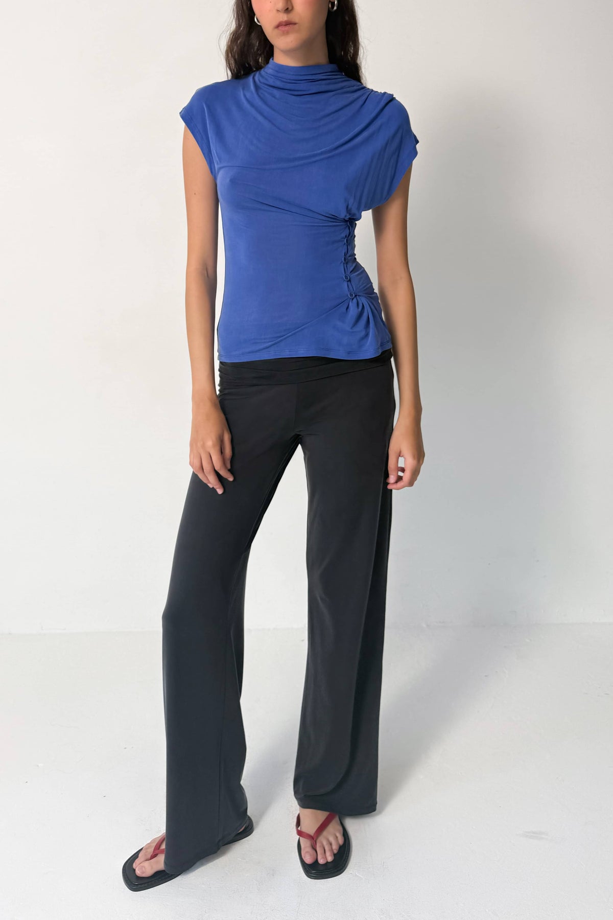 Kylie Fold Over Trousers - Grafite