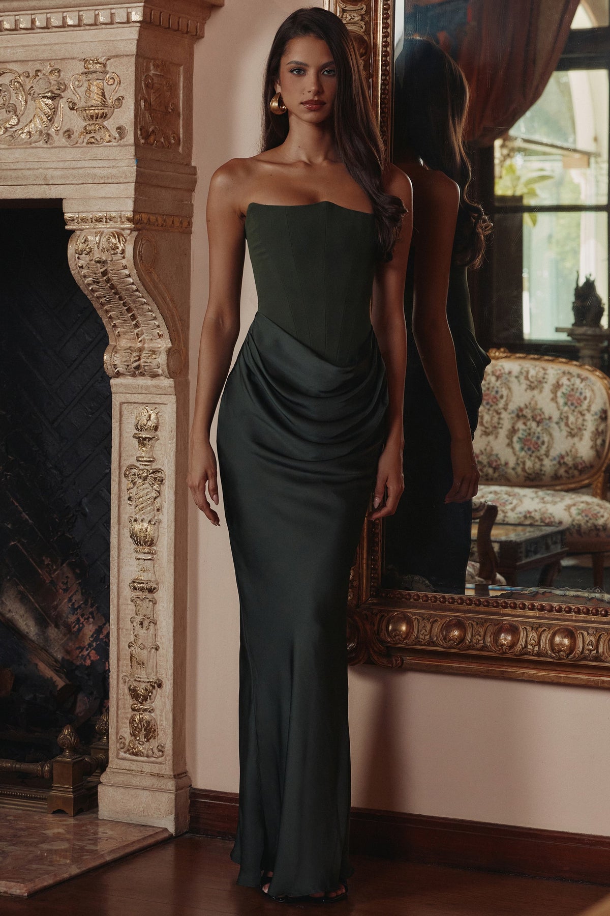 Robe longue corset bustier