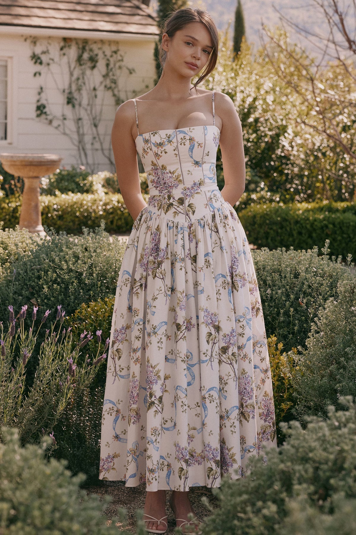Robe longue en coton à imprimé fleuri