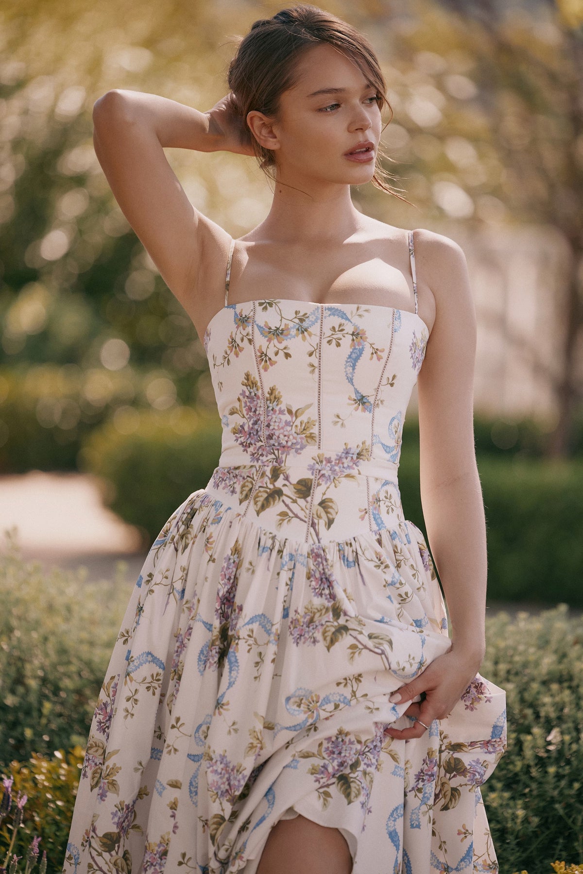Robe longue en coton à imprimé fleuri