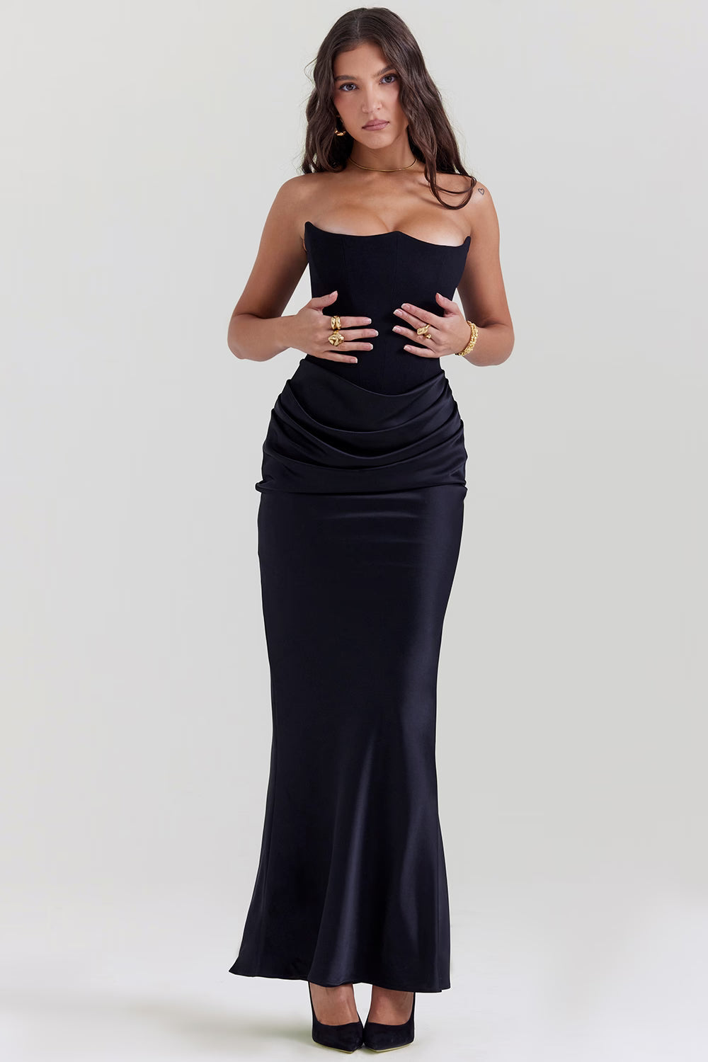 Robe longue corset bustier