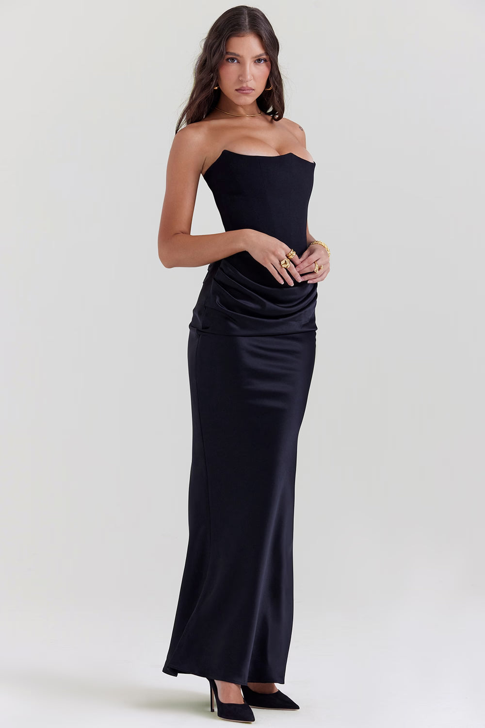 Robe longue corset bustier