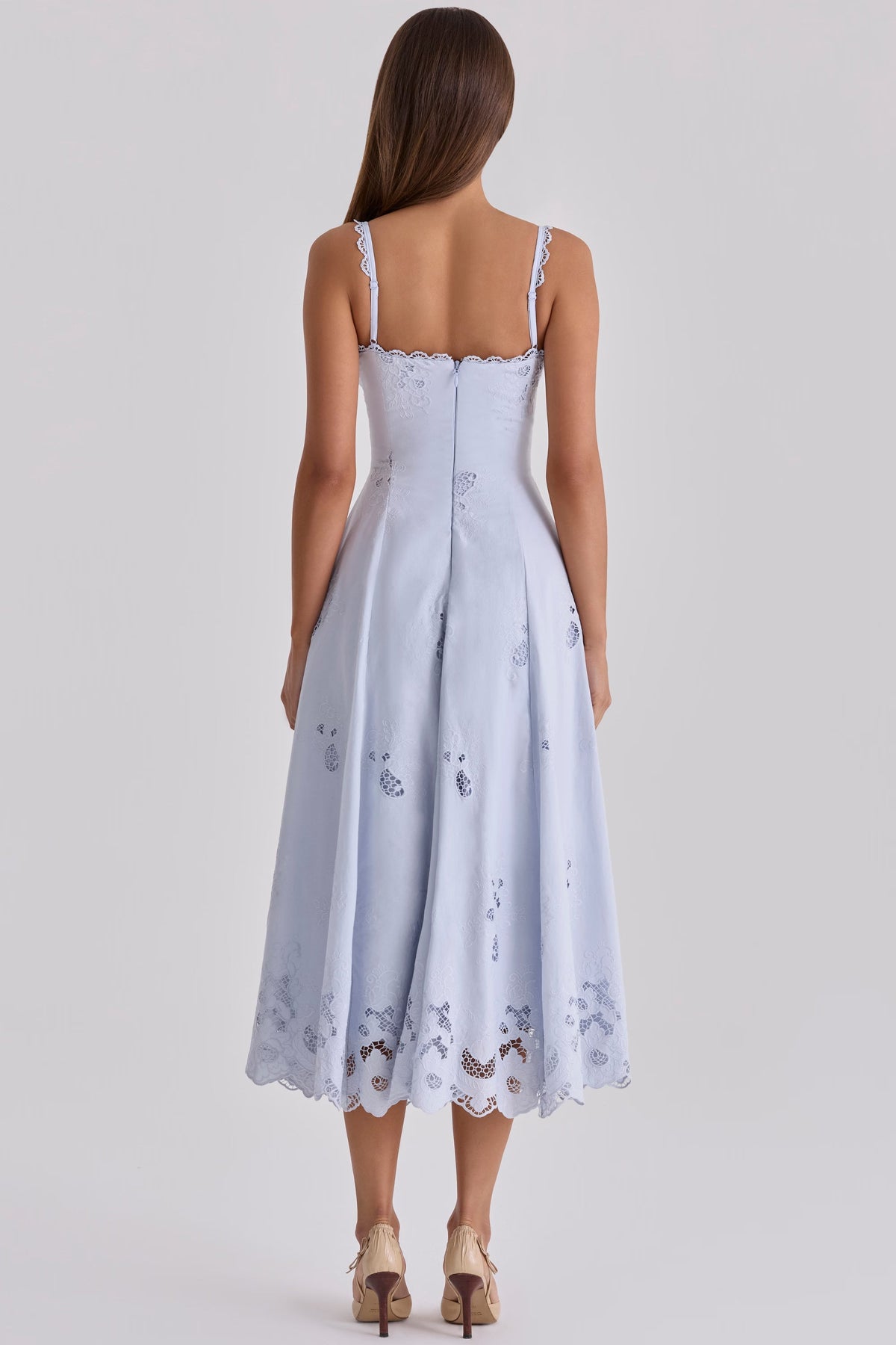 Robe mi-longue en broderie anglaise de coton