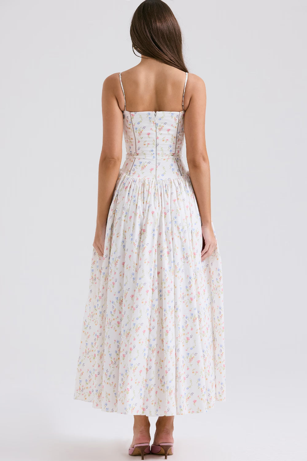 Robe longue en coton à imprimé fleuri