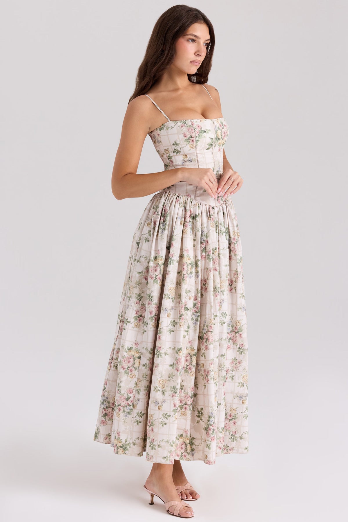 Robe longue en coton à imprimé fleuri