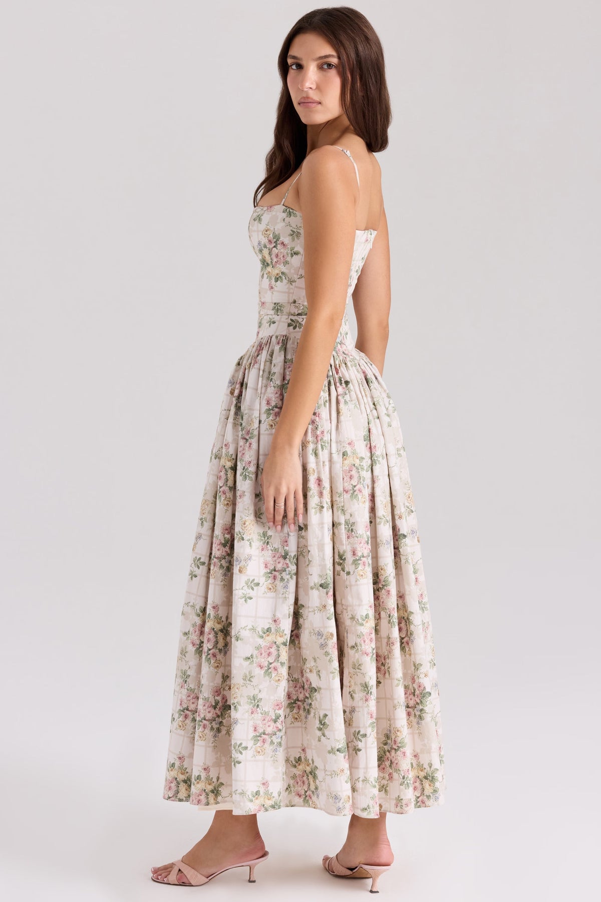 Robe longue en coton à imprimé fleuri