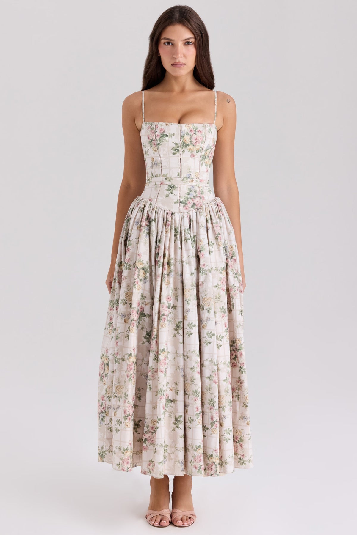 Robe longue en coton à imprimé fleuri
