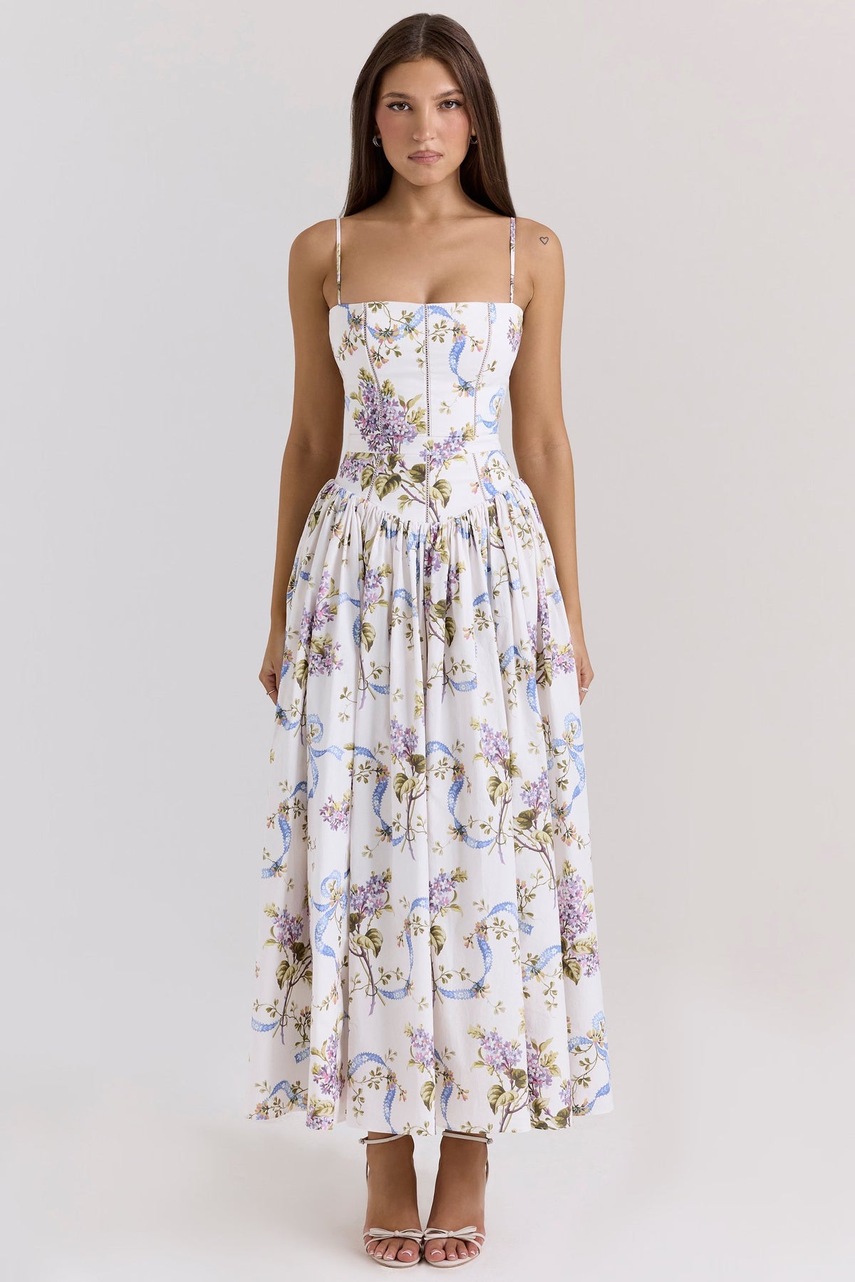 Robe longue en coton à imprimé fleuri