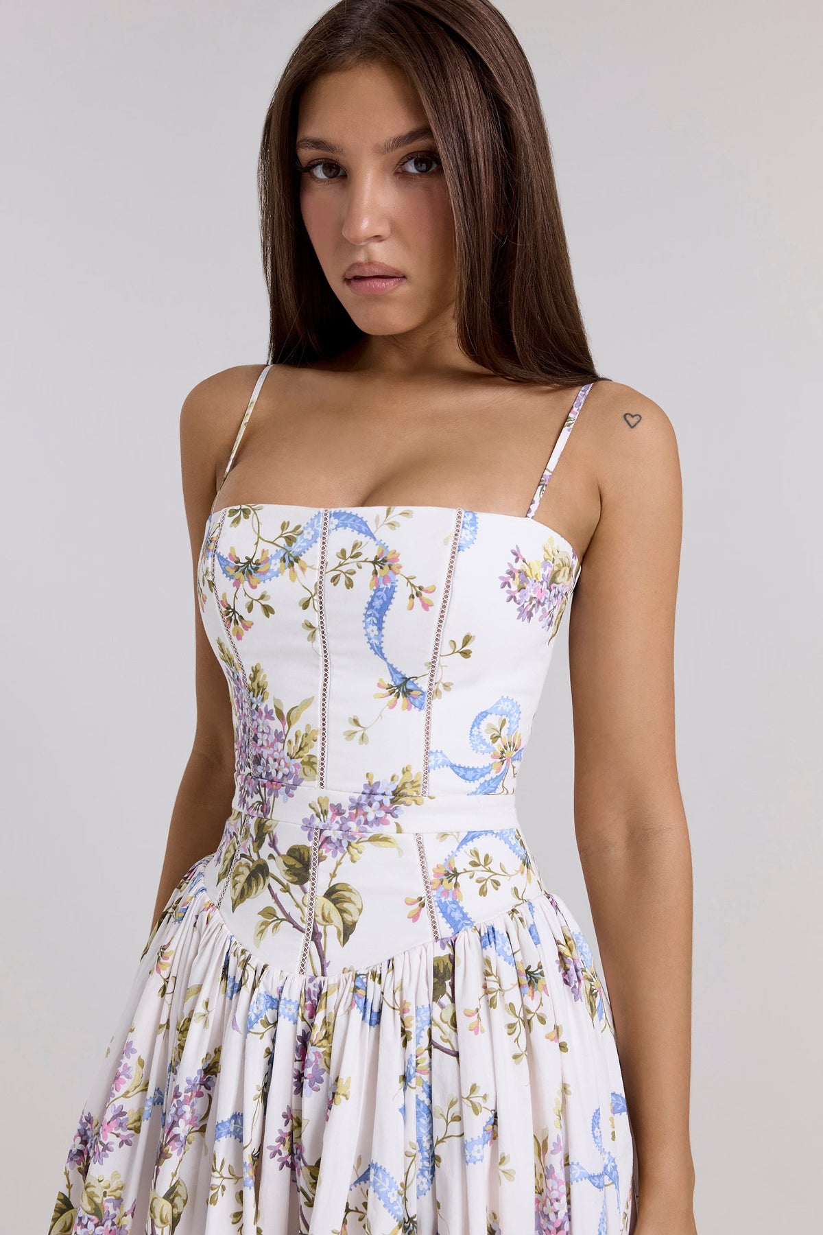 Robe longue en coton à imprimé fleuri