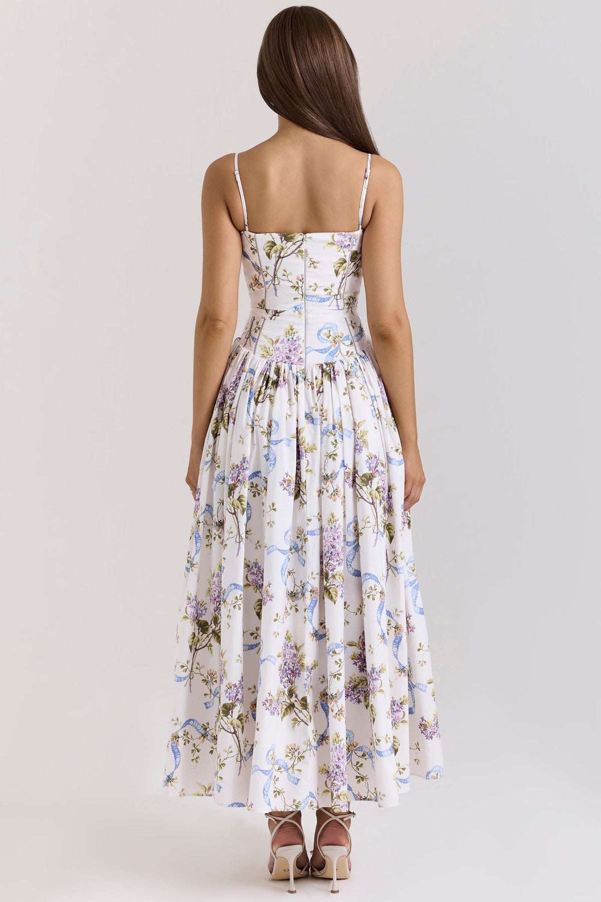 Robe longue en coton à imprimé fleuri
