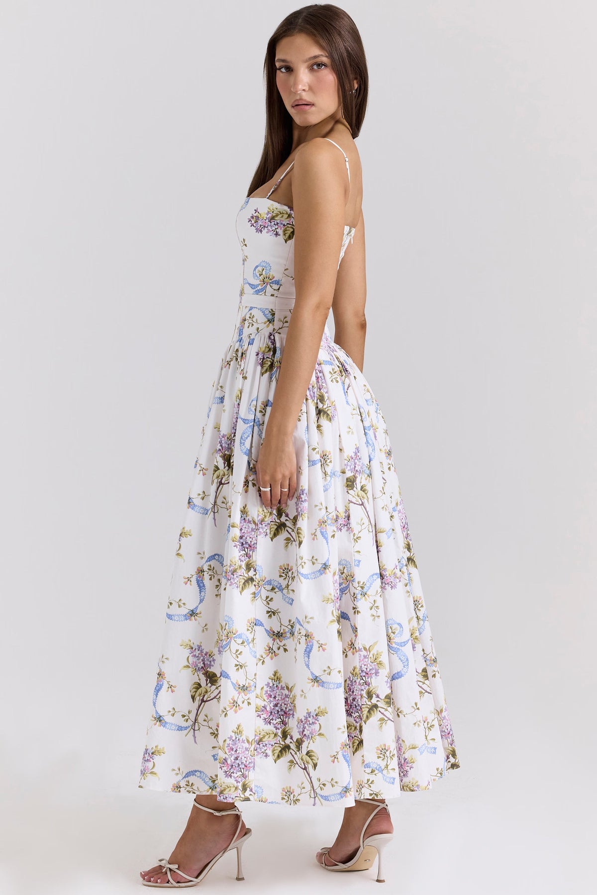 Robe longue en coton à imprimé fleuri