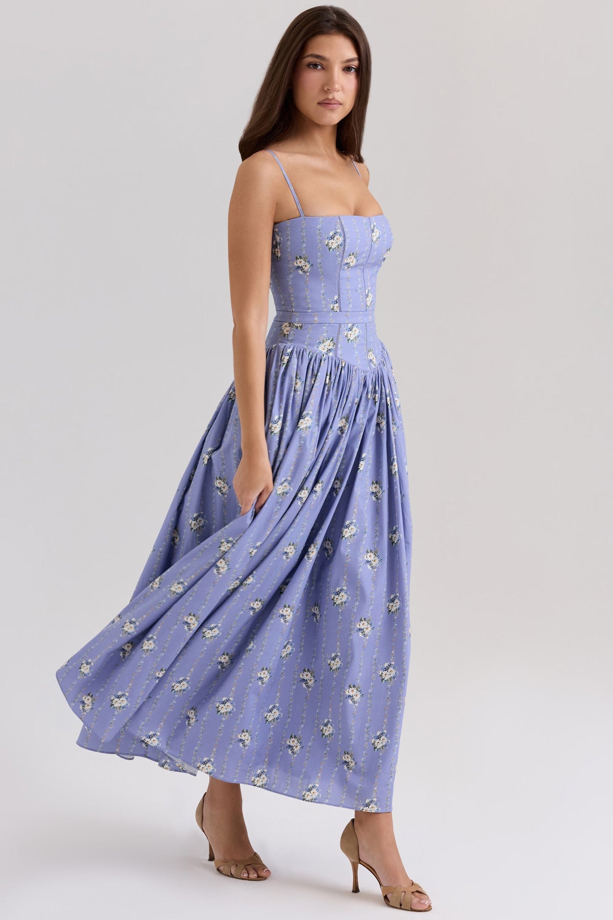 Robe longue en coton à imprimé fleuri