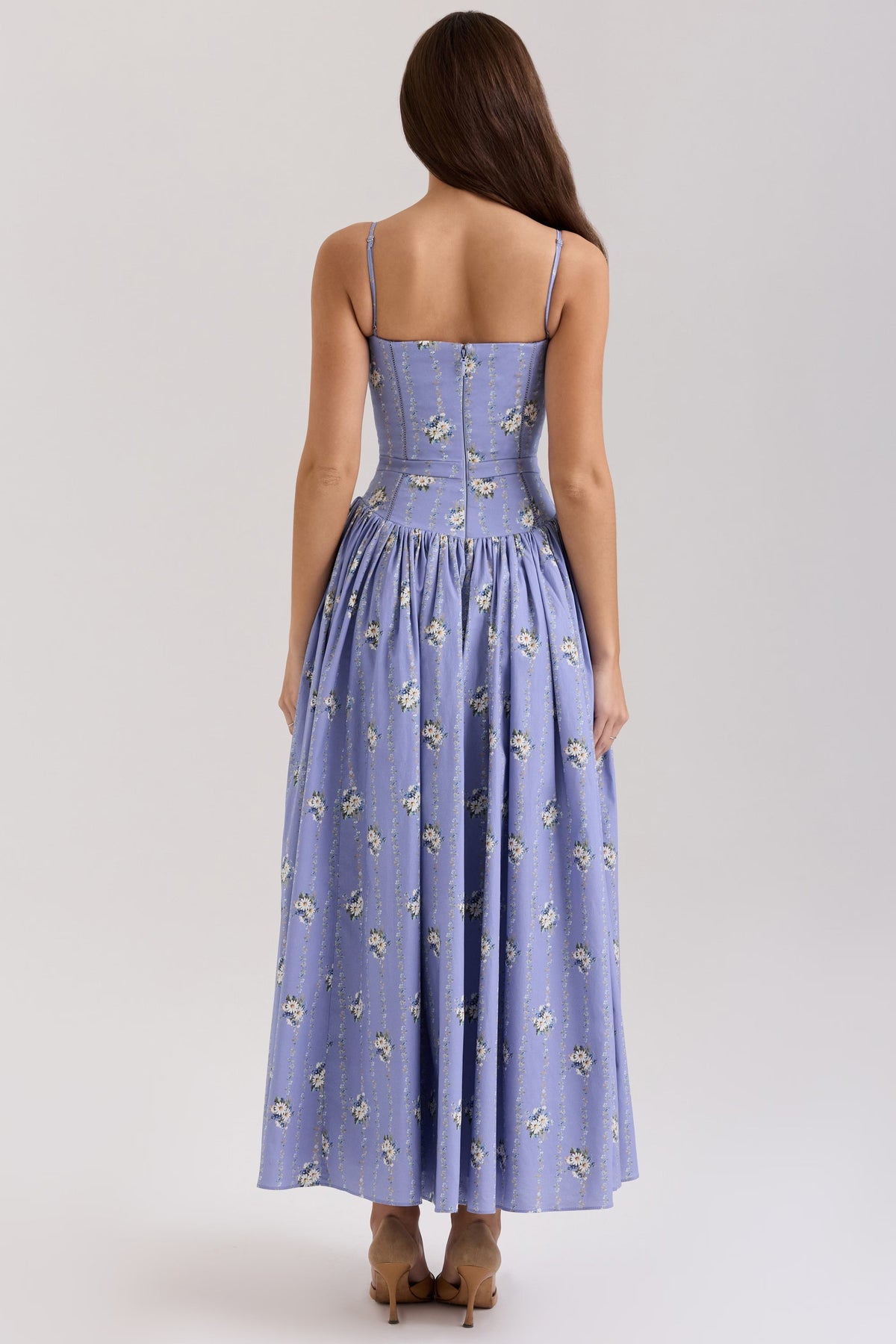 Robe longue en coton à imprimé fleuri