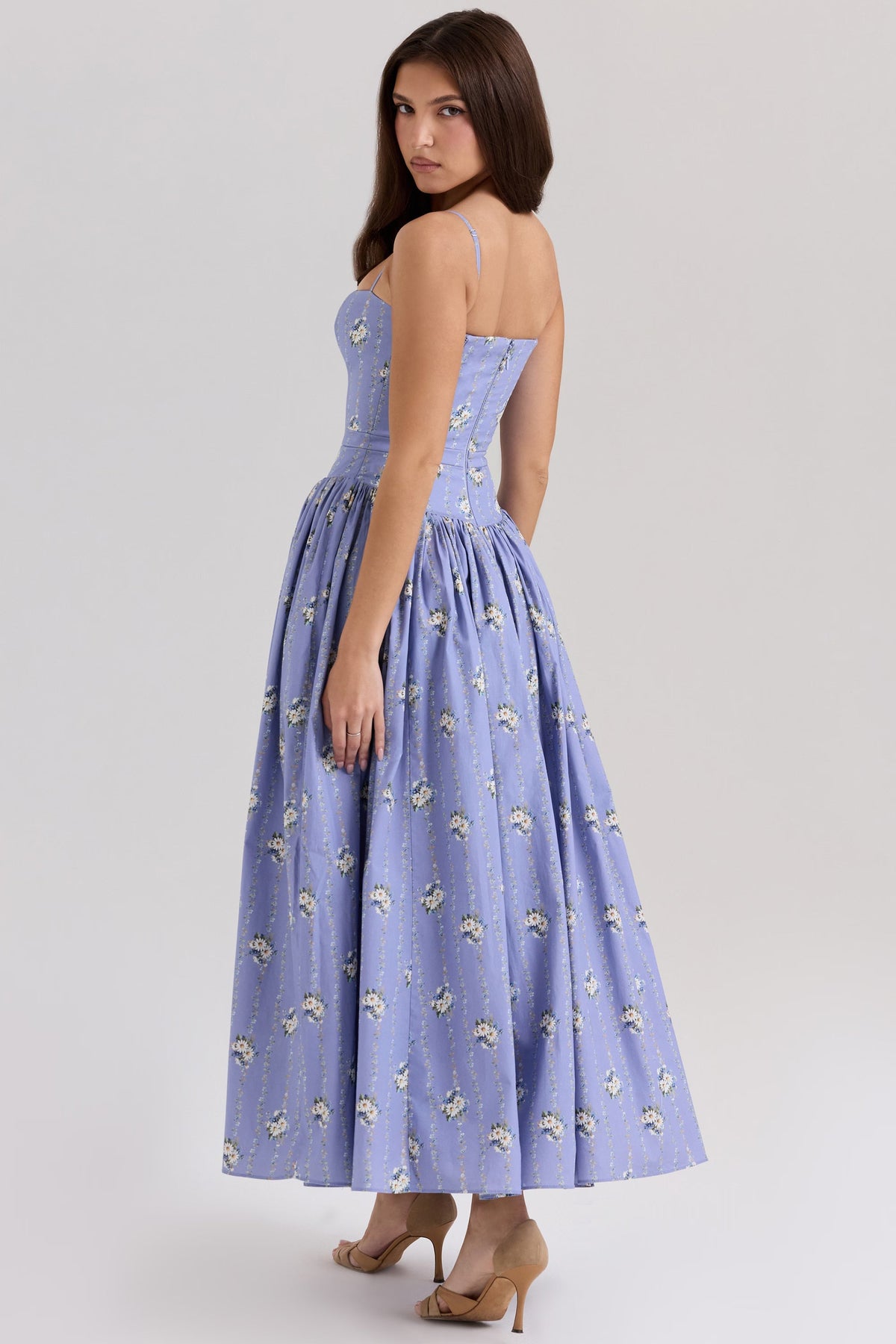 Robe longue en coton à imprimé fleuri
