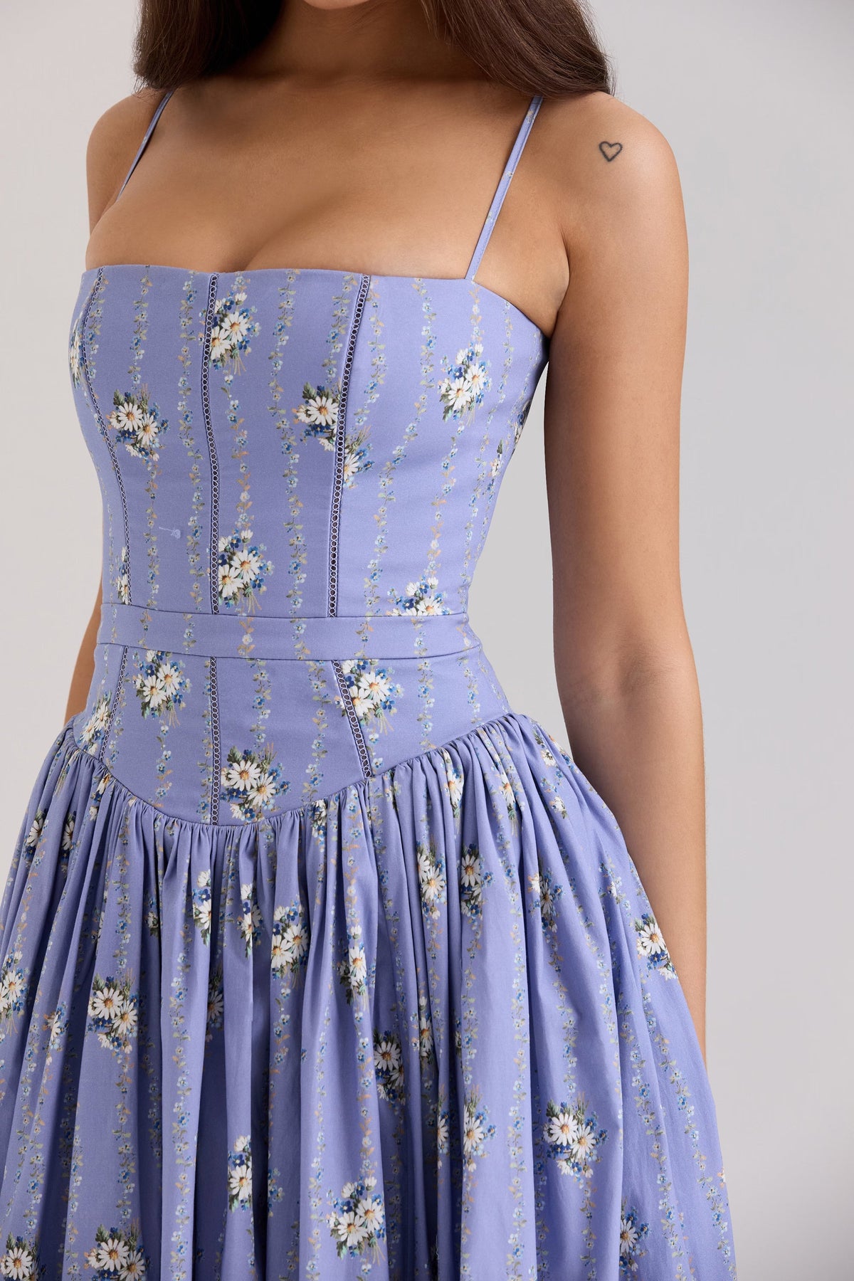 Robe longue en coton à imprimé fleuri