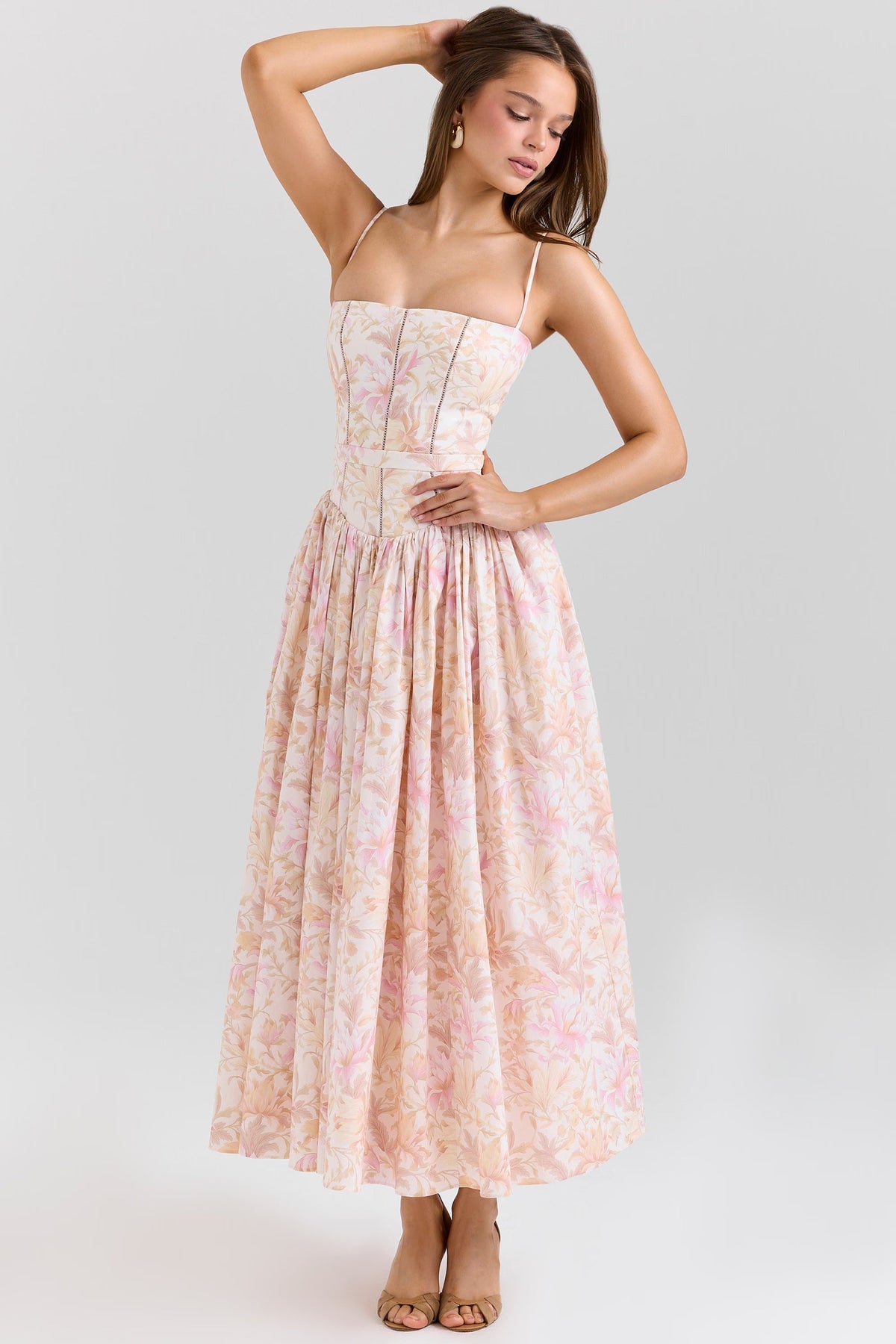 Robe longue en coton à imprimé fleuri
