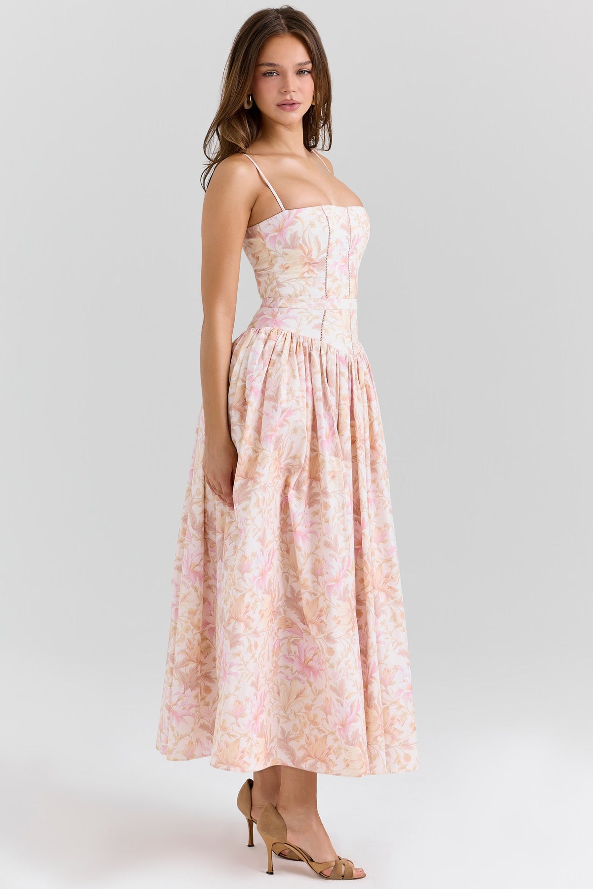 Robe longue en coton à imprimé fleuri