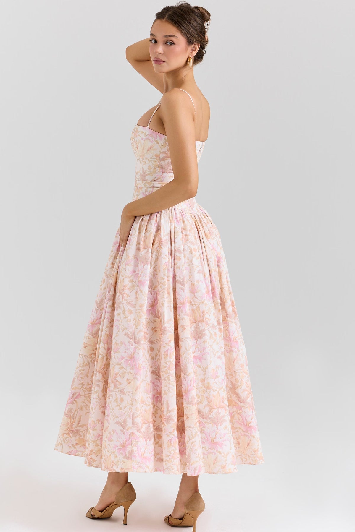 Robe longue en coton à imprimé fleuri