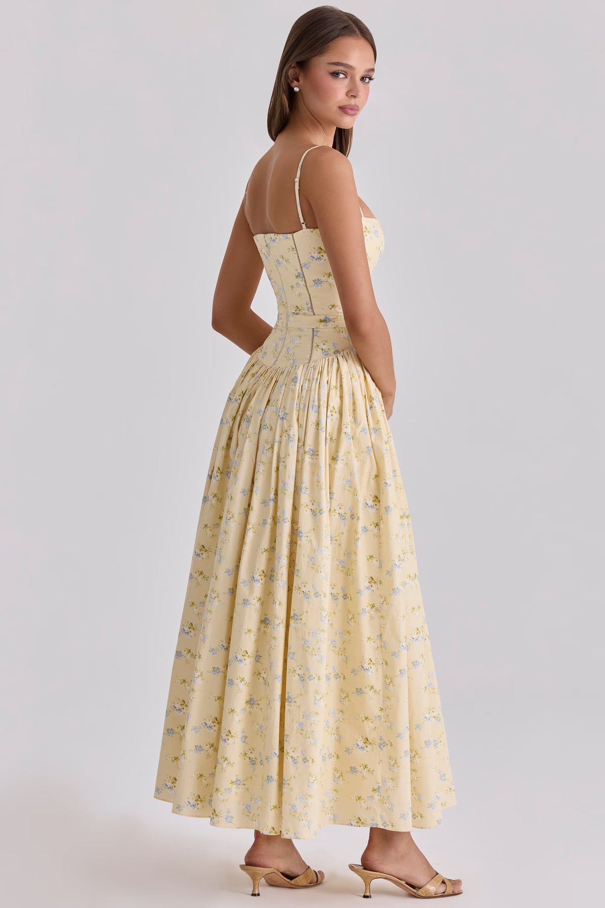Robe longue en coton à imprimé fleuri