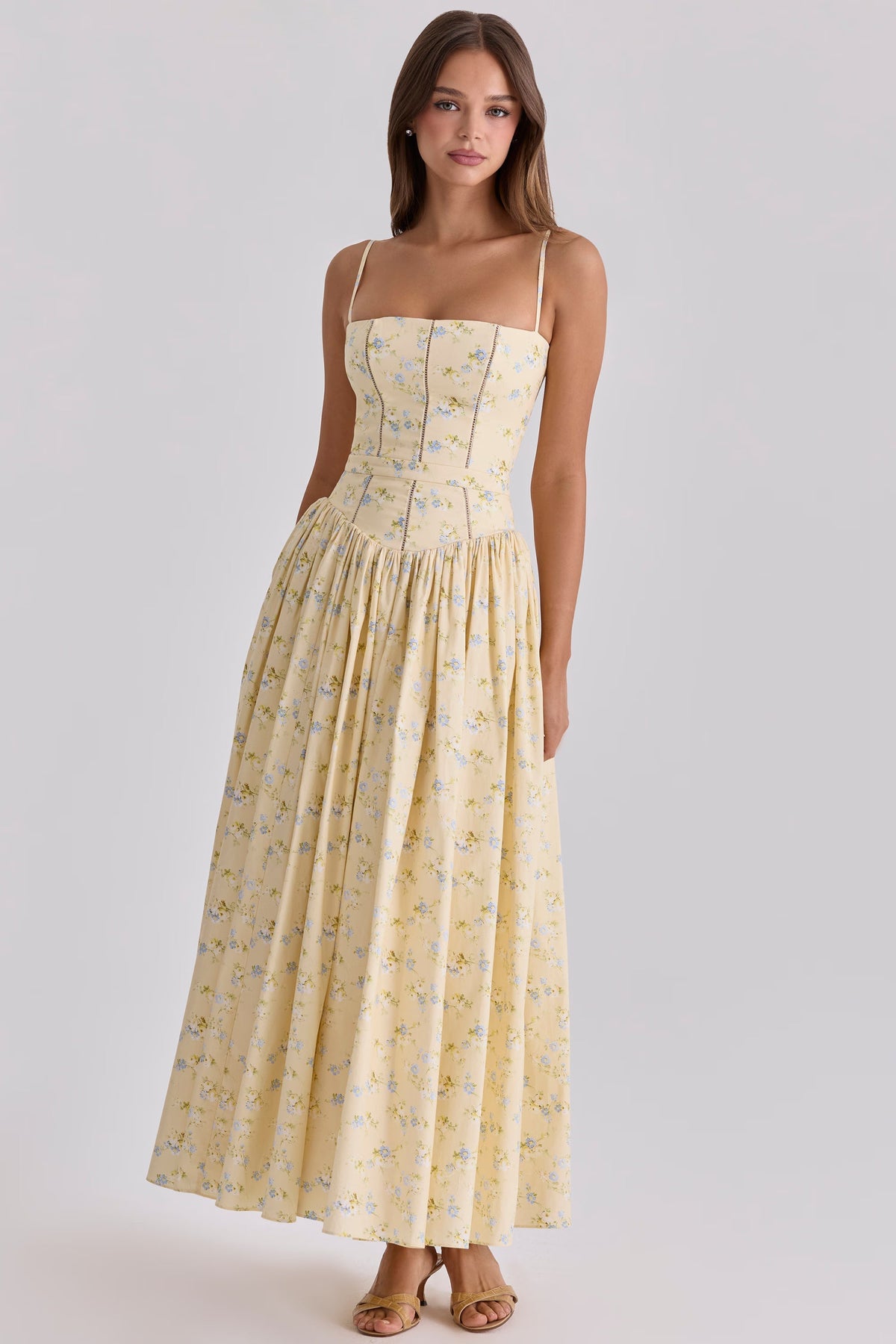 Robe longue en coton à imprimé fleuri