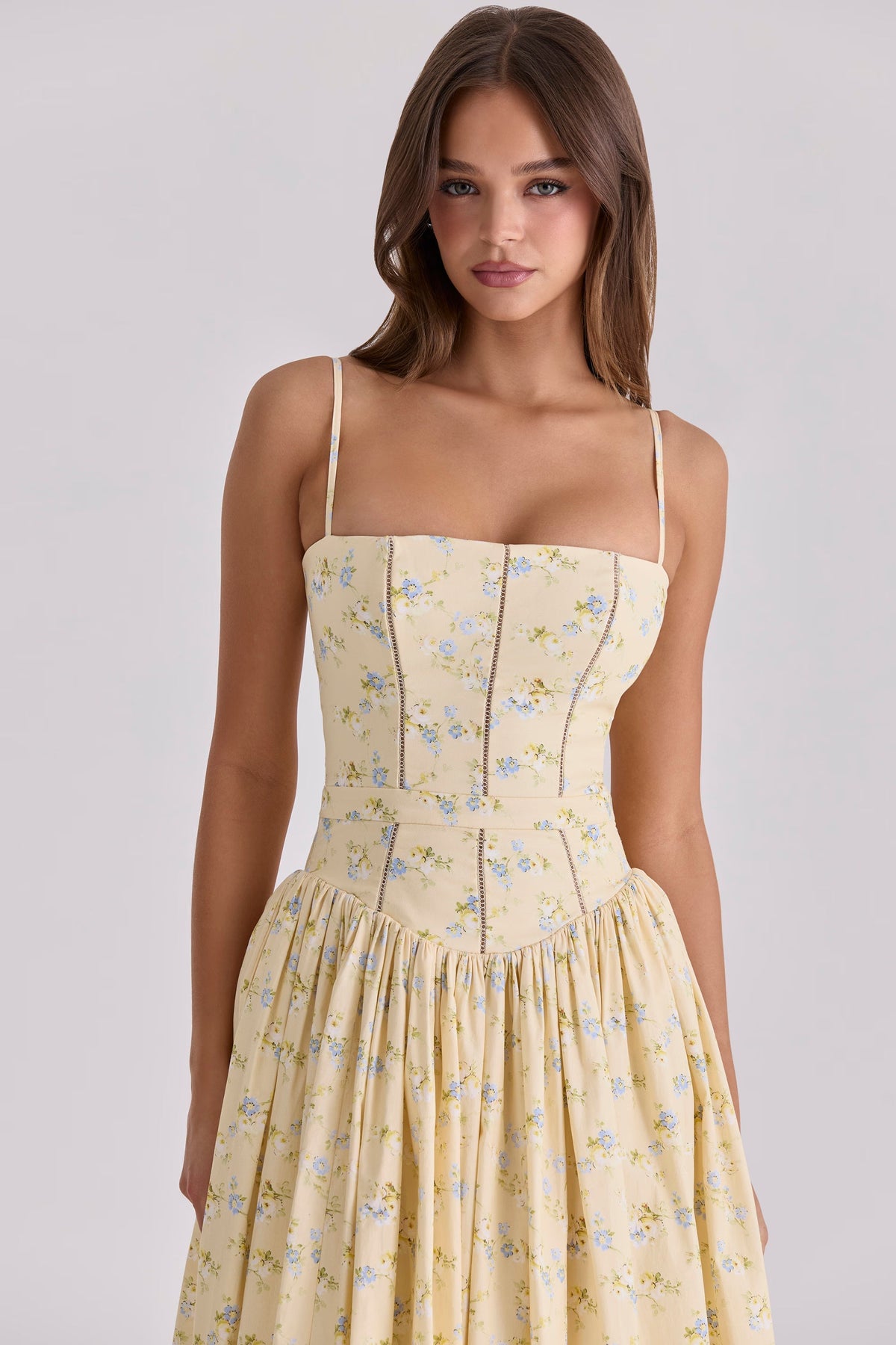 Robe longue en coton à imprimé fleuri