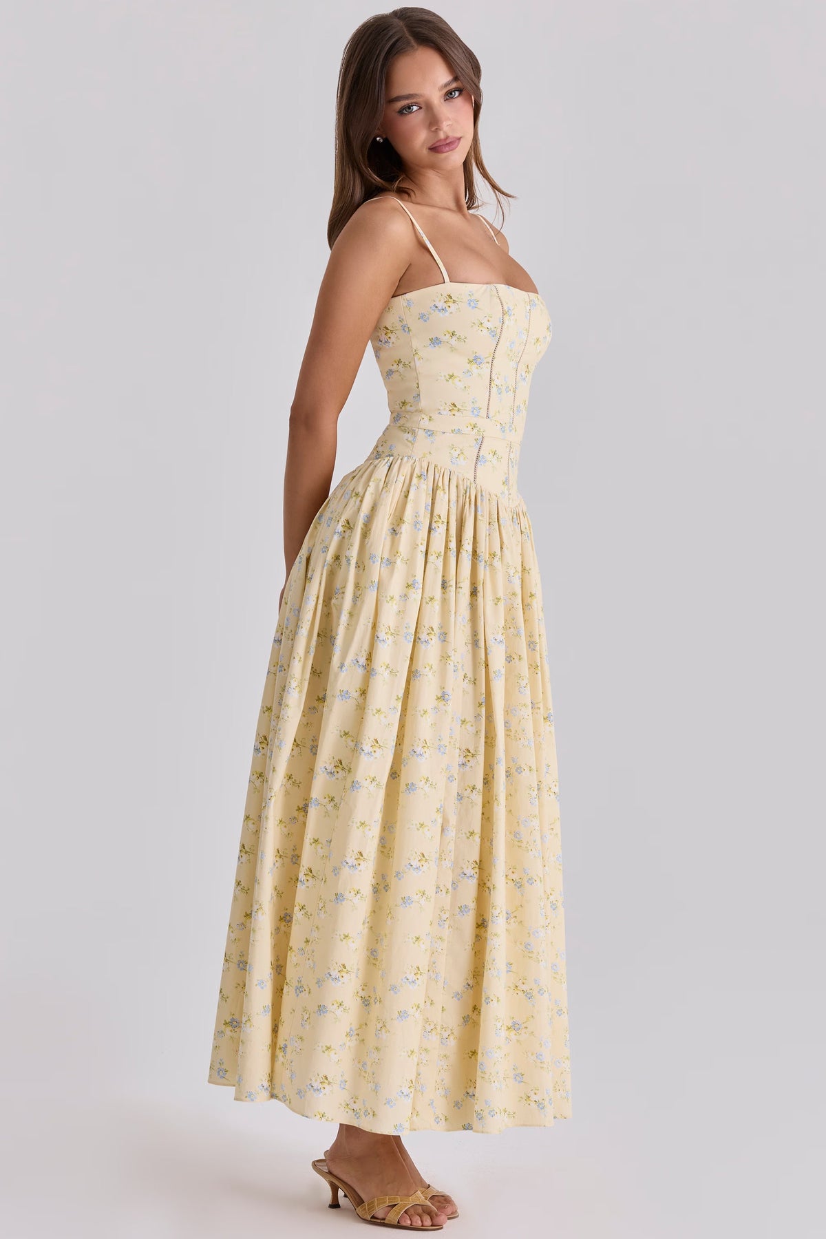 Robe longue en coton à imprimé fleuri