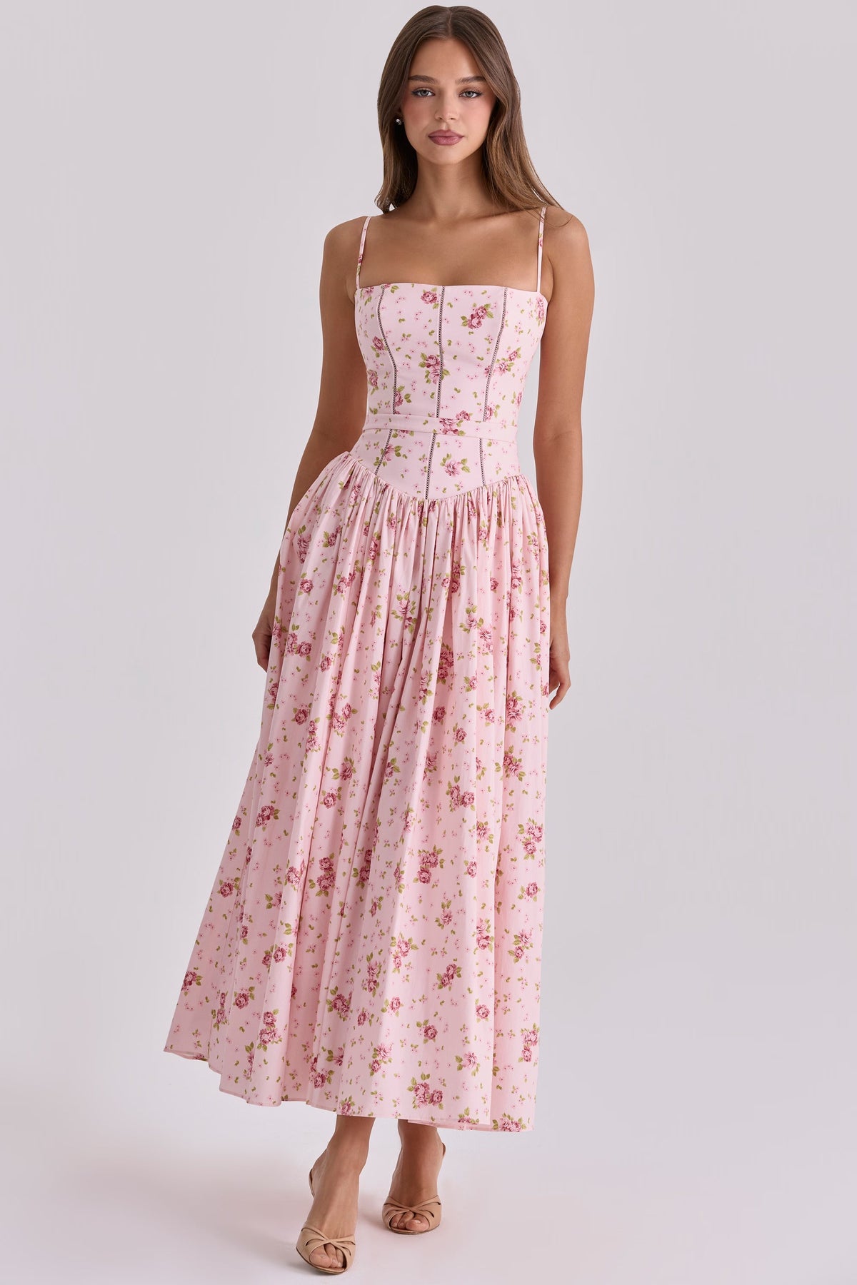 Robe longue en coton à imprimé fleuri