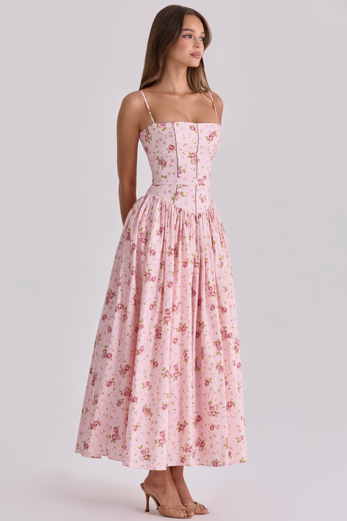 Robe longue en coton à imprimé fleuri