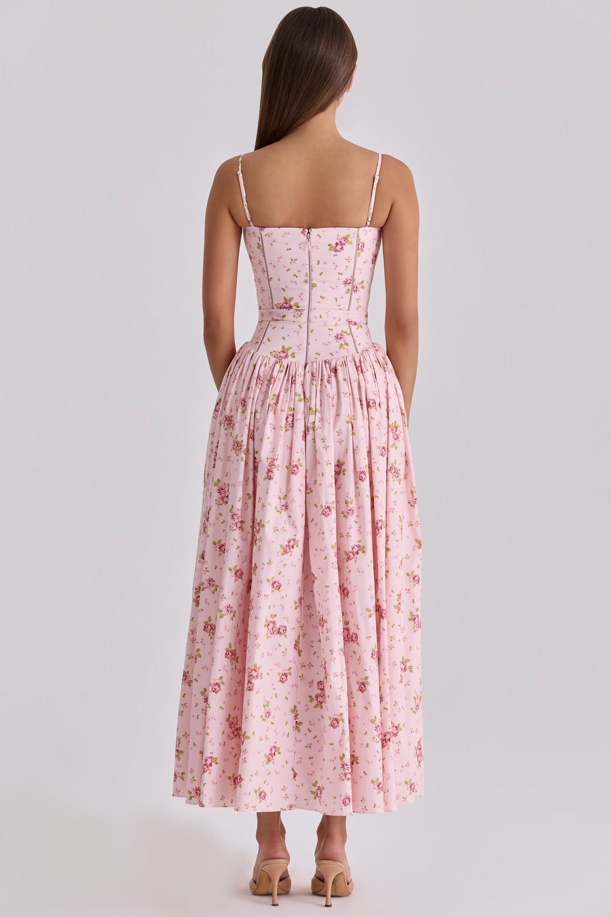 Robe longue en coton à imprimé fleuri